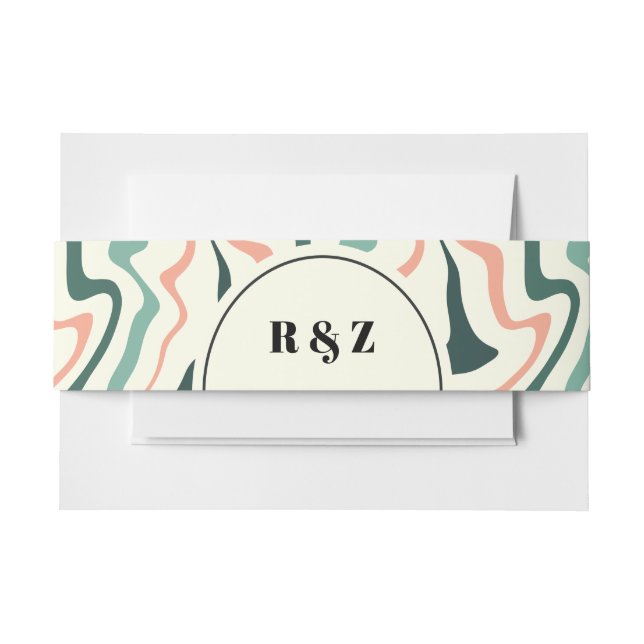 Retro Swirl Arch Mint Green Pink Wedding Einladungsbanderole (Vorderseite Beispiel)