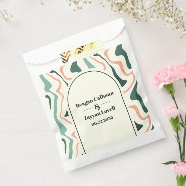 Retro Swirl Arch Mint Grün und Rosa Hochzeit Geschenktütchen (Versiegelt)