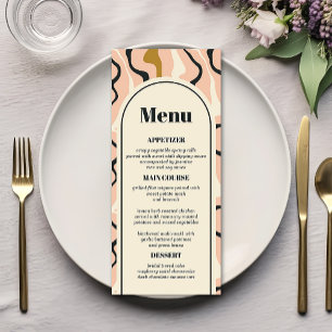 Retro Swirl Arch Pink Black Gold Cream Wedding Menükarte