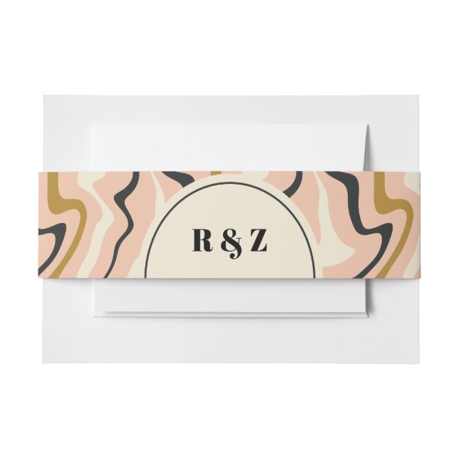 Retro Swirl Arch Pink Black Gold Wedding Einladungsbanderole (Vorderseite Beispiel)