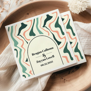 Retro Swirl Bogen Hochzeit Mintgrün und Rosa Serviette