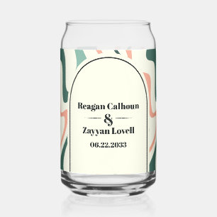 Retro Swirl Bogen Mintgrün und Rosa Hochzeit Dosenglas