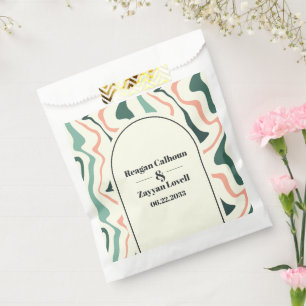 Retro Swirl Bogen Mintgrün und Rosa Hochzeit Geschenktütchen