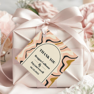 Retro Swirl Bogen Pink Schwarz Gold Hochzeit Danke Geschenkanhänger