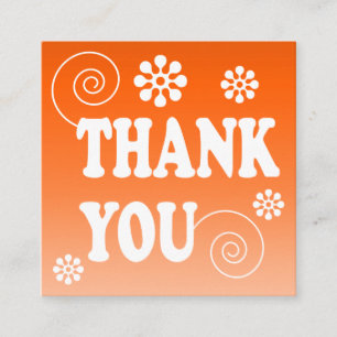 Retro Swirl Order Vielen Dank Orange Quadratische Visitenkarte