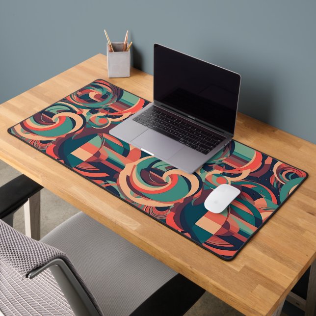 Retro Swirls in Harmonic Fusion Schreibtischunterlage (Büro 2)