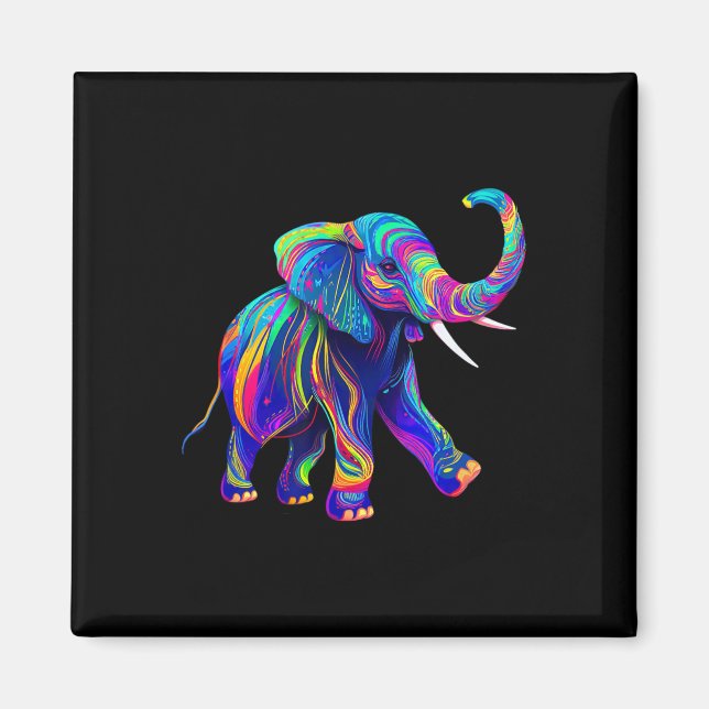 Retro Synthwave 80er 90er Elefant Rüssel Hoch Chak Magnet (Vorne)
