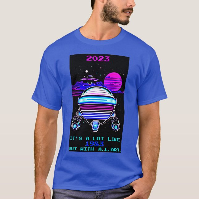 Retro Synthwave A.I. Art Novelty Arcade T-Shirt (Vorderseite)