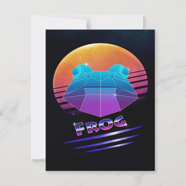 Retro Synthwave Frog Green Frog Wild Animals Lover Einladung (Vorderseite)