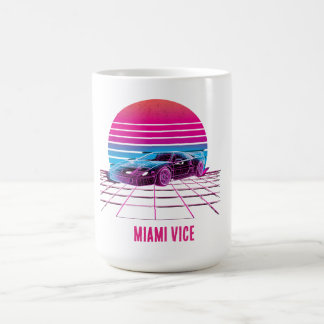 Retro Synthwave Sportwagen 80er Neon Sonnenunterga Kaffeetasse
