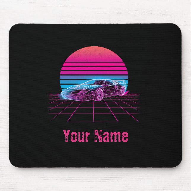 Retro Synthwave-Superauto-Gaming-Mauspad individue Mousepad (Vorne)