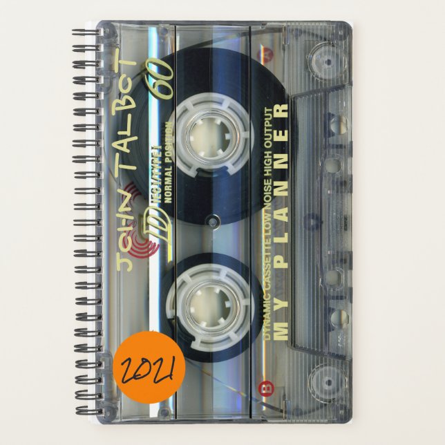 Retro T2 Audiotape Music Quote personalisiert Pl Planer (Vorderseite)