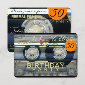Retro T2 Cassette Tape 50. Geburtstagsparty Inv Einladung