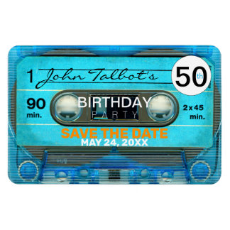 Retro T4 Audiotape 50. Geburtstag Save the Date FP Magnet