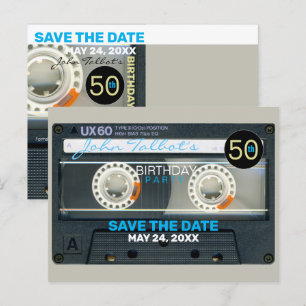 Retro T6 Audiotape 50. Geburtstagsparty Postcard Einladungspostkarte