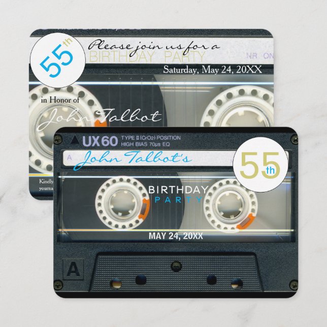 Retro T6 Audiotape 55e anniversaire Invitation de  (Devant / Derrière)