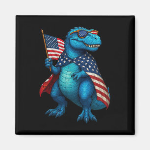 Retro T Rex Dinosaur 4. Juli Amerikanische Flagge Magnet