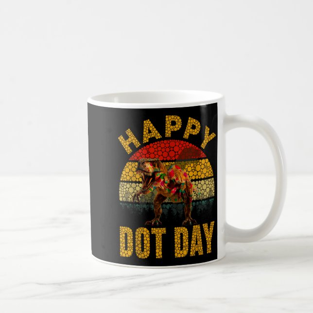 Retro T Rex Dinosaur Lovers Polka Dots Happy Dot D Kaffeetasse (Rechts)