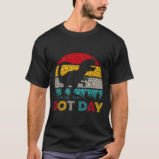 Retro T Rex Dinosaur Polka Dot Art Student Dodday T-Shirt (Vorderseite)