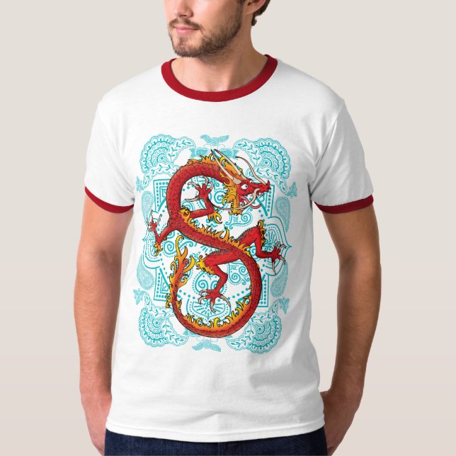 Retro T - Shirt des roten Drachen (Vorderseite)