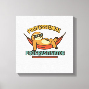Retro-T-Shirt für professionelle Faultier-Prokrast Leinwanddruck