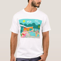 Rétro T-shirt gai de réception au bord de la