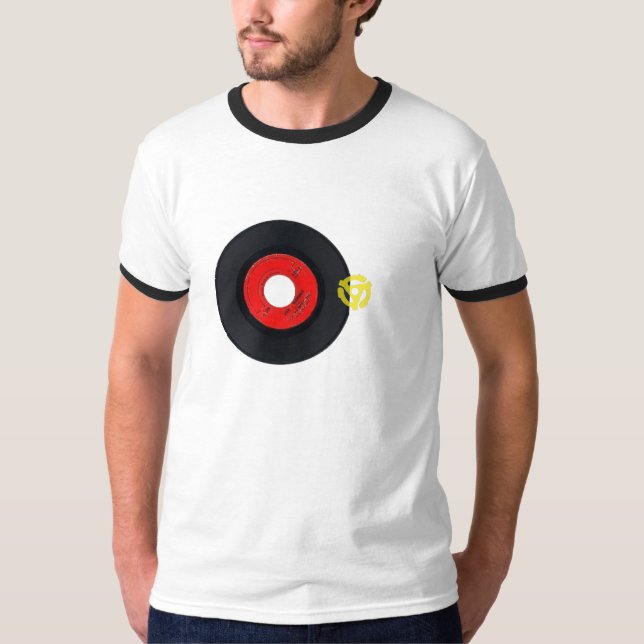 Retro T-Shirt mit 45 Aufzeichnung und Einsatz (Vorderseite)