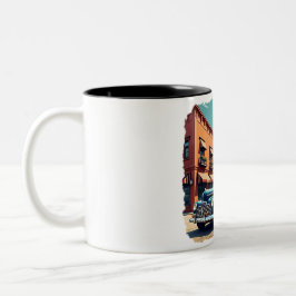 Retro-T-Shirt mit klassischem Auto aus den 1940er Zweifarbige Tasse