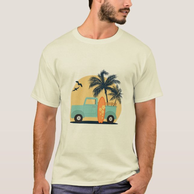 Retro-T - Shirt surfen (Vorderseite)