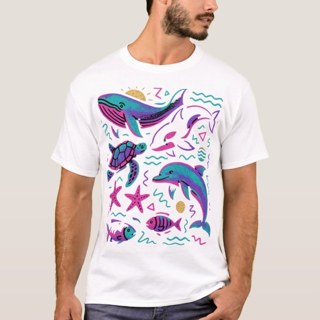 Retro-T - Shirt von Sea Animal 90s | Whale (Vorderseite)