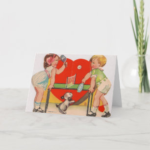 Retro Table Tennis Valentine's Day Card Feiertagskarte