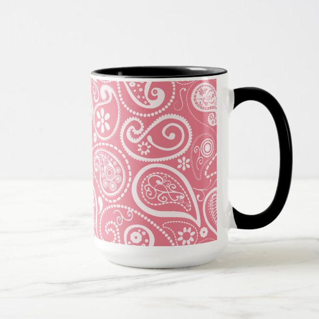 Retro Tafel; Erröten rosa Paisley; Mit Blumen Tasse (Rechts)