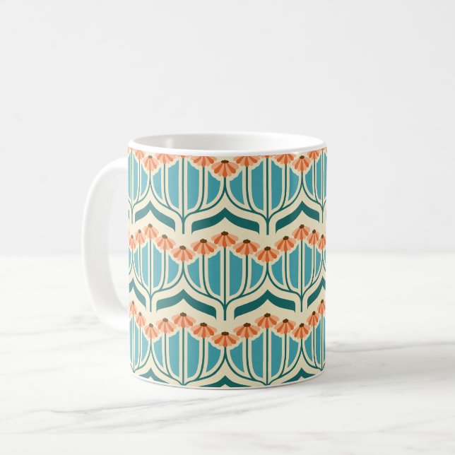 Retro-Tagetes Kaffeetasse (Vorderseite Links)