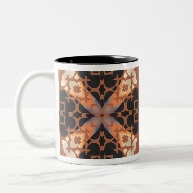 Retro-Tan-Muster Zweifarbige Tasse (Links)