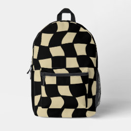 Retro Tan Wavy Karo Bedruckter Rucksack