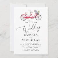 Retro-Tandemfahrrad. Elegante Schrift Hochzeit