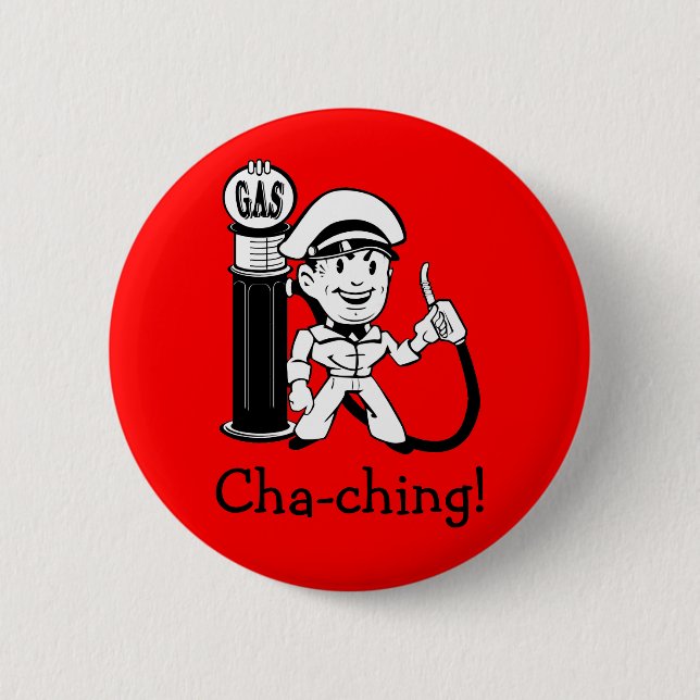 Retro-Tankstellenmitarbeiter Button (Vorderseite)