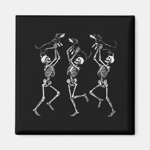 Retro tanzende Skelette Dachshund Süß Halloween D Magnet