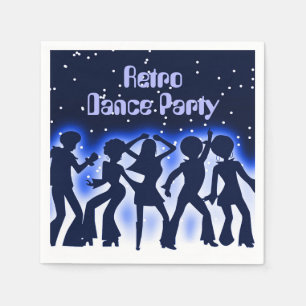 Retro-Tanzparty Blau Serviette