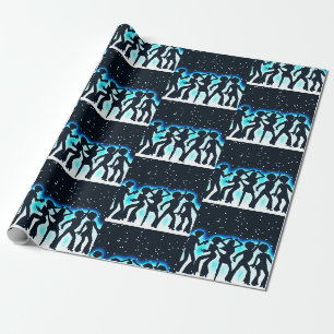 Retro-Tanzparty Türkis Geschenkpapier