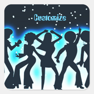 Retro-Tanzparty Türkis Quadratischer Aufkleber