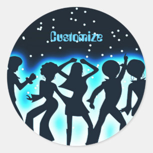 Retro-Tanzparty Türkis Runder Aufkleber