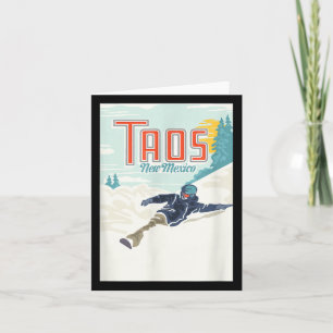 Retro Taos Ski Valley New Mexico Skifahren Snowboa Karte