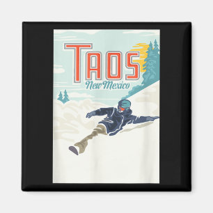 Retro Taos Ski Valley New Mexico Skifahren Snowboa Magnet