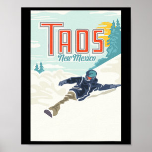 Retro Taos Ski Valley New Mexico Skifahren Snowboa Poster