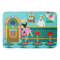Rétro tapis de bain de fontaine de soude