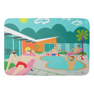 Rétro tapis de bain gai de réception au bord de