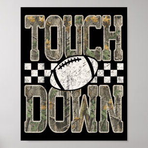 Retro-Tarnmuster-Schachbrett-Football-Touchdown-Sp Poster