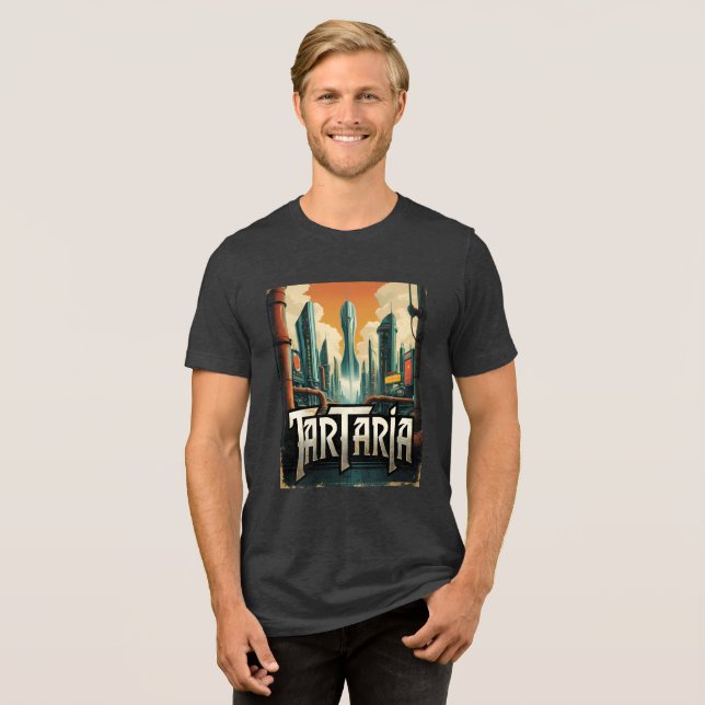 Retro Tartaria Mud Flospiracy Theorie Tri-Blend Shirt (Vorderseite voll)