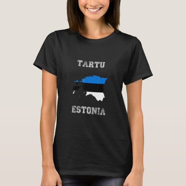 Retro Tartu Estonia Distressed Estonia Flag T-Shirt (Vorderseite)
